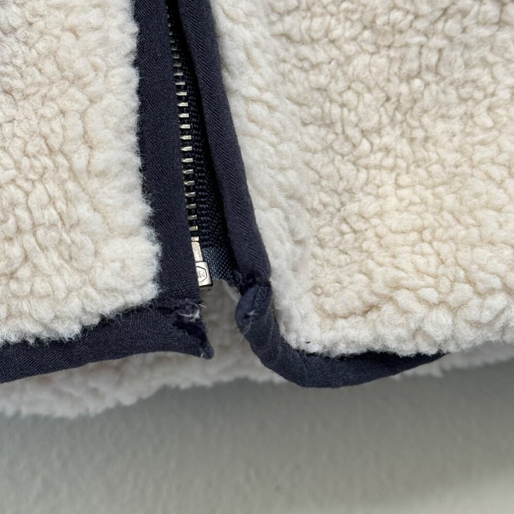 TARTINE ET CHOCOLAT Hooded Sherpa Jacket Boys 6 Cream/Blue Warm Winter Fleece - Picture 8 of 9
